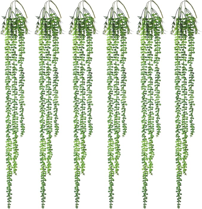 6 Pack Fake Plants Artificial Wall Hanging Succulents Plant | Boho Hanging by Hobyhoon