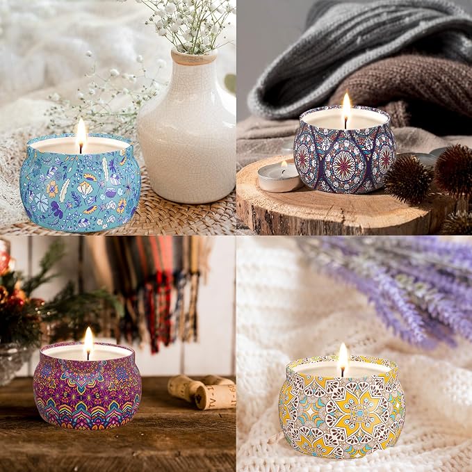 Scented Candles, Gifts for Women | 4 assorted scents, 120h burn time, cotton - Image 7