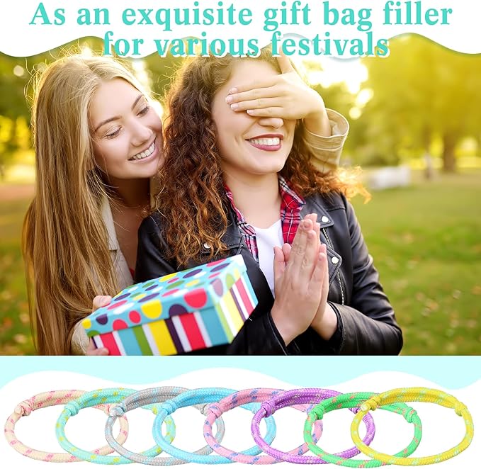 Remerry 168 Pcs Friendship Bracelets Adjustable Woven Rope Bracelets Bulk Valentine's Day Birthday Party Favors & Goodie Bag Stuffers, 8 Assorted Colors(Macaron Colors)