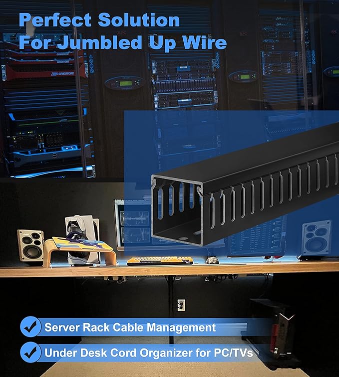 ZhiYo 2" H x 2" W Cable Raceway, Under Desk Wire Management Channel Black | - Image 4