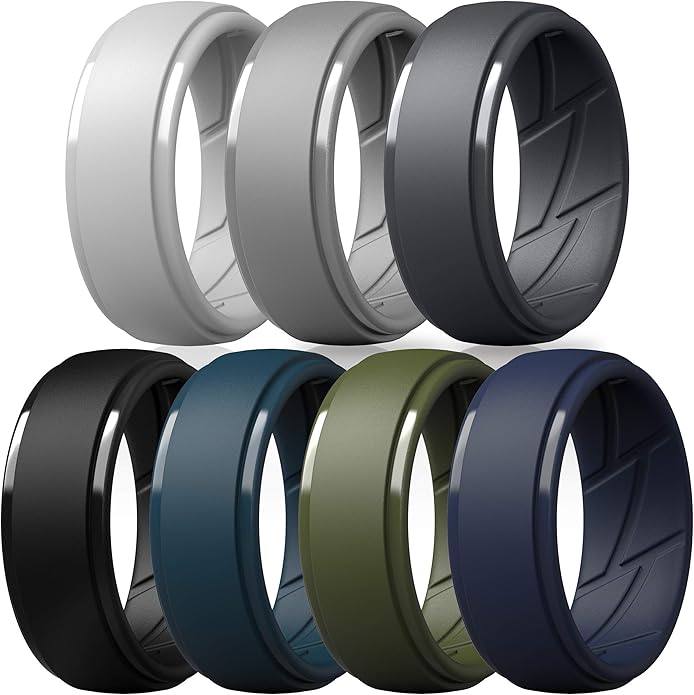 ThunderFit Men's Silicone Rings 10mm Wide 2.5mm Thick Rubber Bands, Breathable, Variety Multipack 1-10