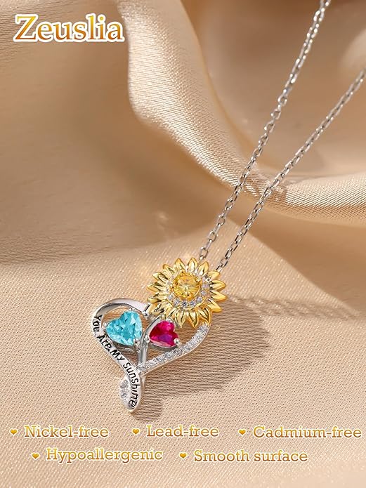 Valentine's Day Gifts for Wife 925 Sterling Silver Double Birthstone Pendant Necklaces I Love You for Always and Forever Necklace Anniversary Birthday Gifts for Wife Girlfriend Mom Her