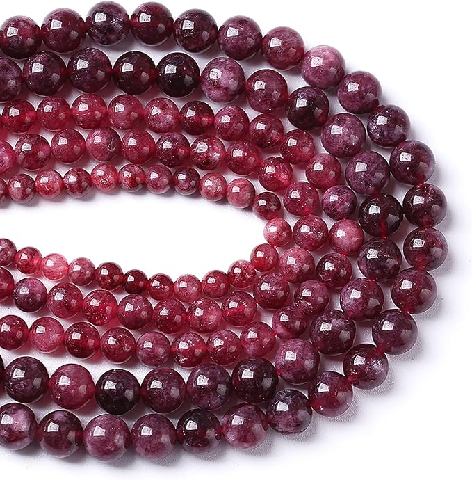 36pcs 10mm Natural Garnet Jade Gemstone Round Loose Spacer Beads for Jewelry Making Healing Energy Stone Beads DIY Bracelets Necklaces 15" (10mm, Garnet Jade)
