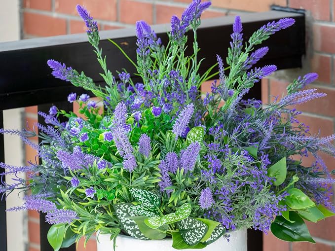 20PCS Artificial Plants Outdoor, Faux Lavender & Greenery Stems - Image 7