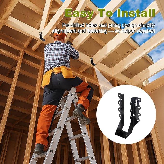 50 Pcs 2x8 Joist Hangers, 20 Gauge Face Mount Rafter Brackets - Image 5