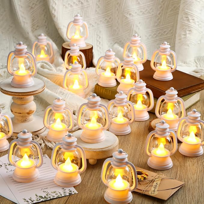 Ferraycle 24 Pcs Mini Lanterns 4 Inch White Lamp Table Decor | Western Cowboy - Image 6