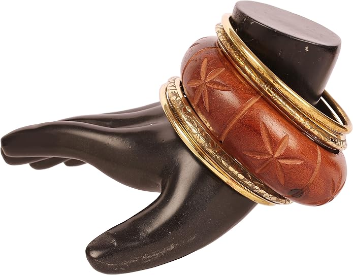 Touchstone wood bracelets for women bangle wooden jewelry handmade artisan bangles natural handcrafted brown olive stylish chunky boho bohemian bracelet brass metal inlaid woods stackable