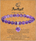 MAIBAOTA Healing Crystal Bracelet for Women, 8 mm Natural Gemstone Beaded Bracelet, Love Heart Bracelet Jewelry Gifts for Birthday Mothers Day Valentine's Day Anniversary