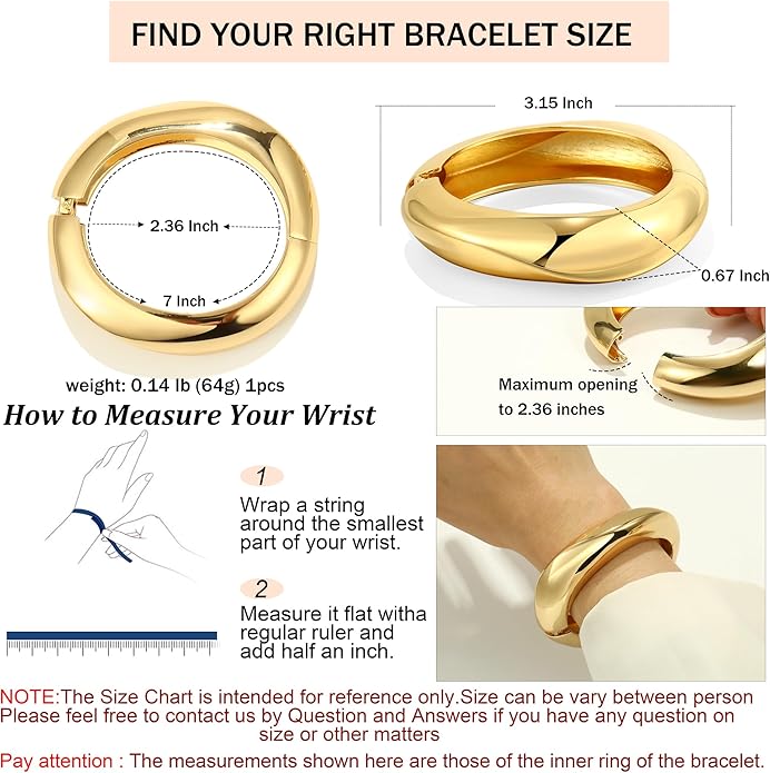 2Pcs Bangle Bracelets for Women Gold Arm Cuff 14k Gold Plated Chunky Gold Bangle Set Hinged Cuff Bracelets Trendy Arm Cuff Jewelry for Women