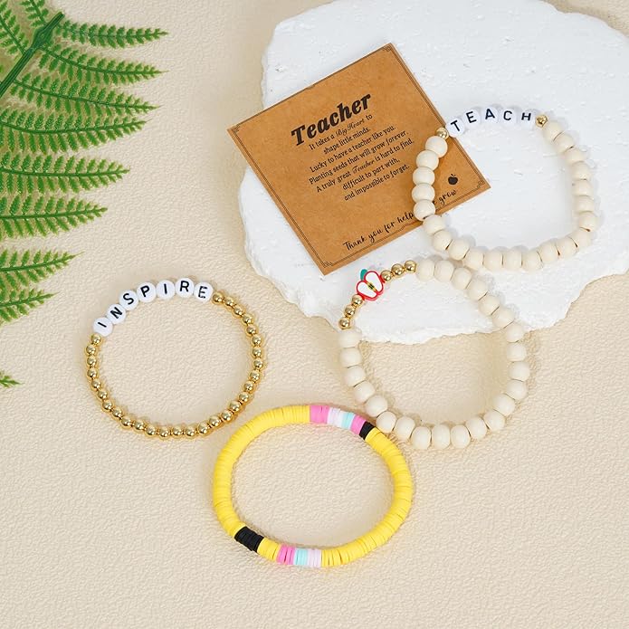 Heishi Beaded Stretch Bracelets for Women Stackable Polymer Clay Beads Bracelets Friendship Boho Summer Beach Bracelet Jewelry Set