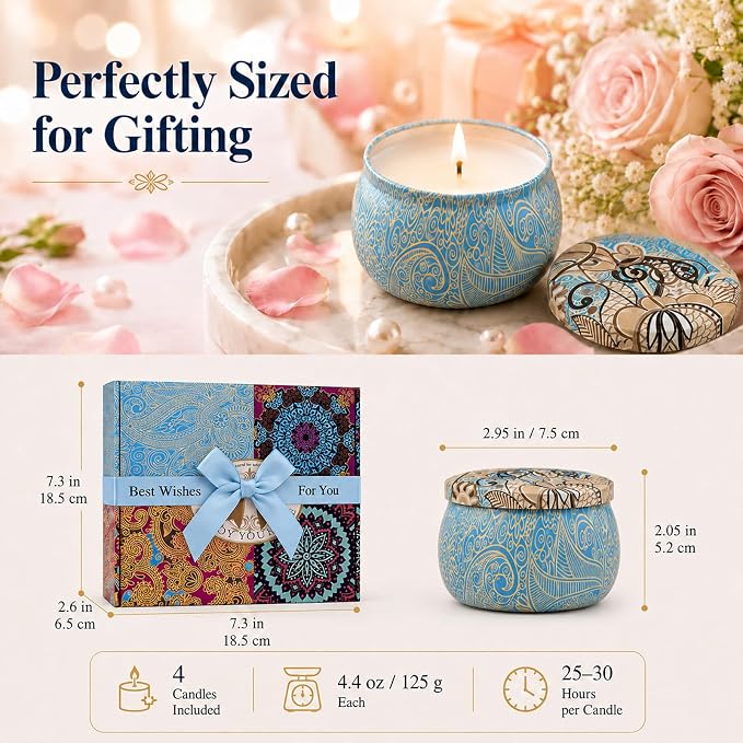 Scented Candles Gift Set for Women, 4 Pack Soy Wax Candles for Home Scented | - Image 5