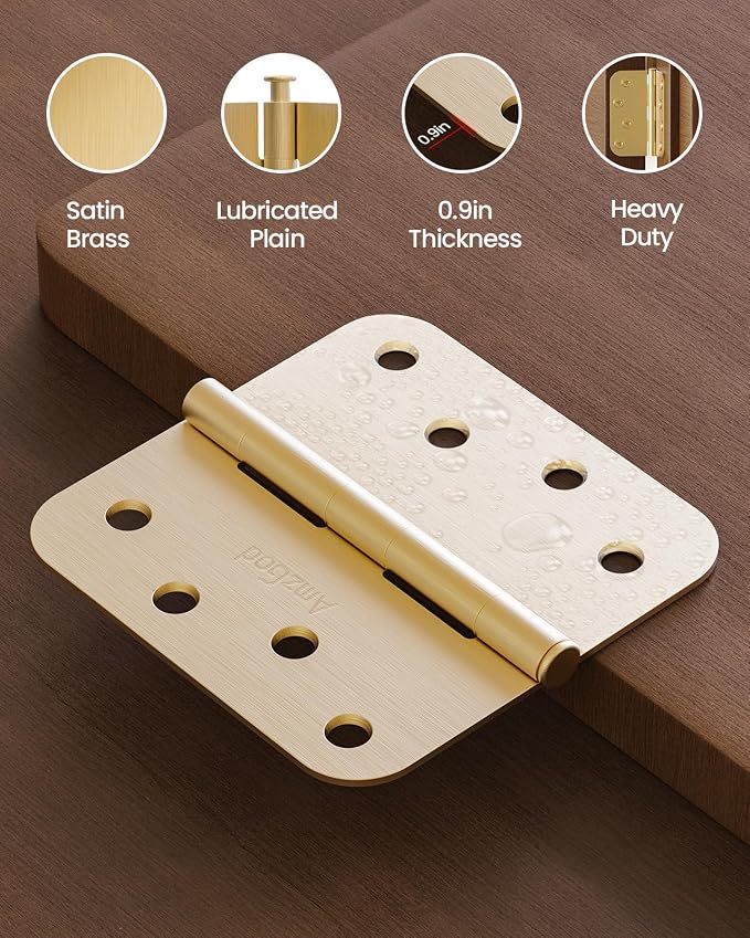 Gold Door Hinges 12 Pack 4 Inch Rounded - Image 5