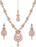 Touchstone Indian jewelry sets for women maang tikka wedding guest gold necklace bollywood jewellery set pageant elegant prom bride accessories western crystal chunky rhinestone necklaces