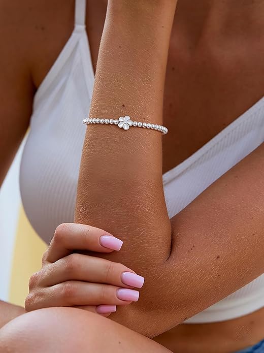 Gold Bracelets for Women 14K Gold Beaded Bracelets Stackable Bracelets for Women Gold Charm Bracelet Non Tarnish Gold Jewelry for Women Trendy