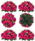 BLOSMON Pink Roses Artificial Flowers: 6 Pcs Fake Flower Balls Table Decor | by Blosmon