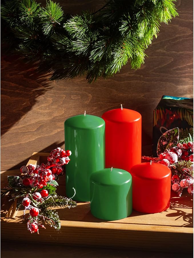 Green Pillar Candles Set of 3 - Image 7