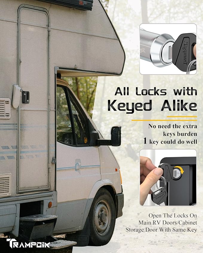RV Door Lock Set, for RV Camper, Travel Trailer Entrance Front Door, 1 Plastic - Image 3