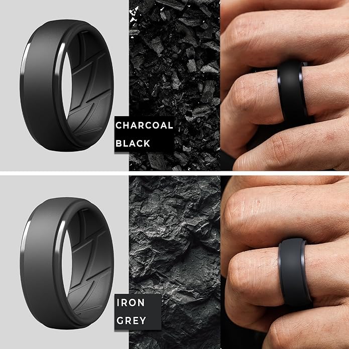 ThunderFit Men's Silicone Rings 10mm Wide 2.5mm Thick Rubber Bands, Breathable, Variety Multipack 1-10