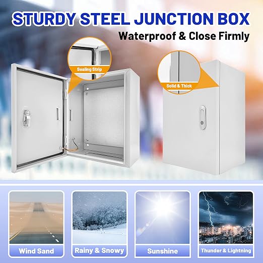 Electrical Junction Box 16x12x8, NEMA 4X IP66 Steel Enclosure Box | 1.5mm steel - Image 3