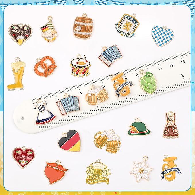 MARFOREVER 40Pcs/20 Pairs Oktoberfest Charms for Jewelry Making, Beer Theme Festival Charm German Beer Mug Pretzel Dangle Charms for Bracelet Necklace Earrings Making Accessories