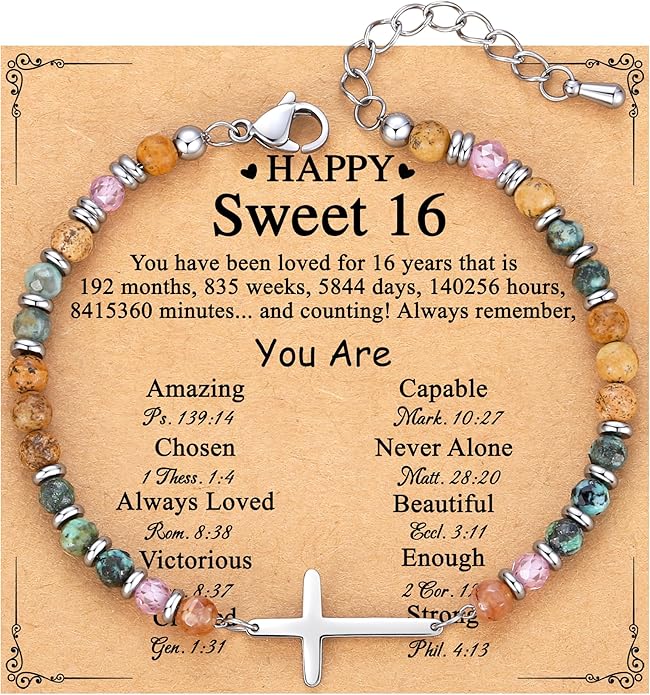 TONY & SANDY Christian Cross Bracelet for Women, Valentine's Day Gifts for Her, Confirmation Baptism Easter Gifts, Unique Gift for Friends Daughter Mom Sister in Christ Birthday Christmas