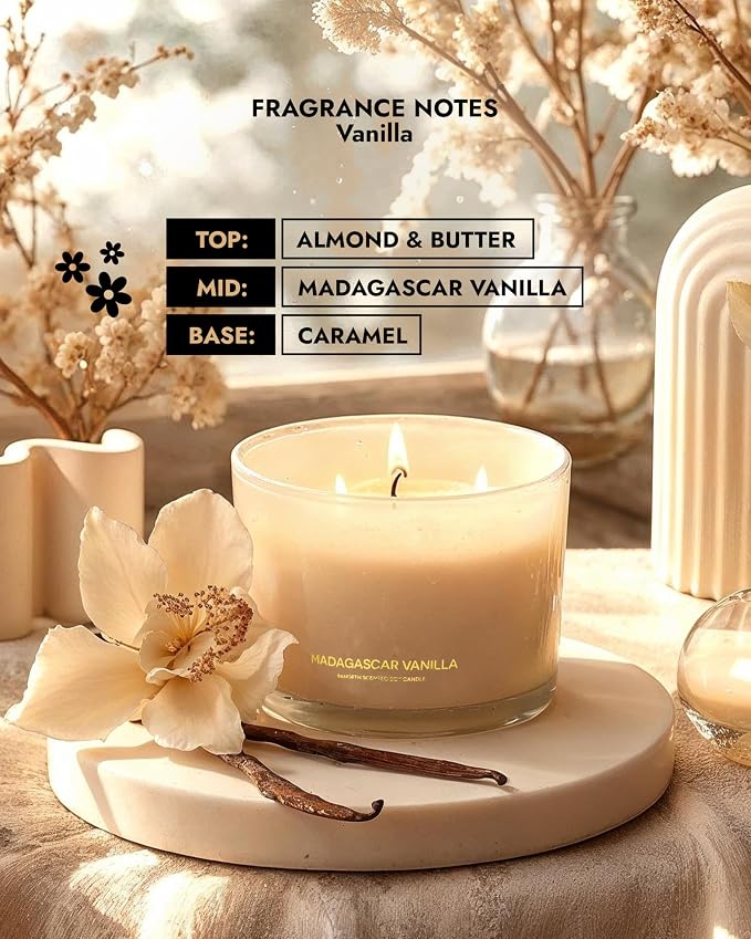 Luxury Vanilla Soy Candles | Large 3 Wick Jar Candle | Up to 50 Hours Burning - Image 4