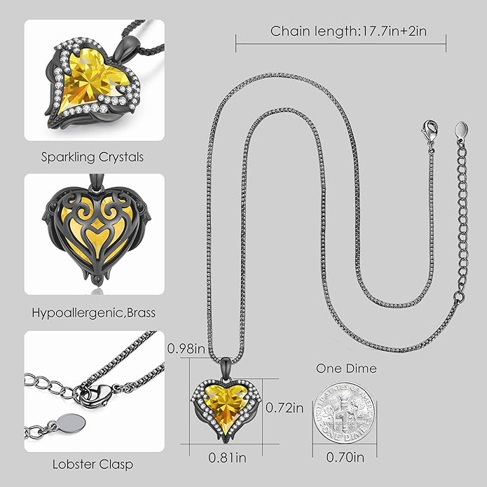 CDE Valentines Day Gifts for Women Angel Wings Necklace for Women with Birthstone, Love Heart Silver Tone/Gold Tone Pendant, Ideal Anniversary or Birthday Jewelry Gifts for Wife Girlfriend Her