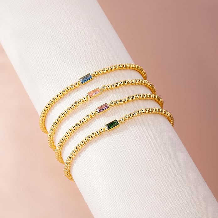 Brook & York Kylie Women's Birthstone Bead Bracelet - Custom Jewelry - Personalized Birthday Gift - Gifts for Mom
