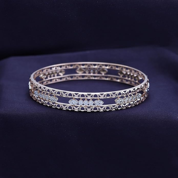 Bangle Bracelets for Women 0.25 Carat (ctw) Round Lab Grown Diamond Miracle Set 3-Row Cuff Bangle Bracelets In 14K Gold Over Sterling Silver Jewelry Gifts For Her Size-7.00 to 8.00 Inch