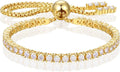 Moissanite Tennis Bracelet 1.79ct-8.69ct Adjustable Bracelet for Women 18K White Gold Plated S925 Sterling Silver Tennis Bracelet D Color VVS1 Round Cut 2/3/4mm Moissanite Bracelet Gifts for Wife/Mom