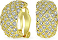 Fashion Bridal Wedding 3 Row Pave Crystal Dome Endless Hinged Huggie Hoop Clip On Earrings For Women Non Pierced Ears Yellow Gold Silver Plated