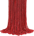YAXINRUI 72 PCS Red Bead Necklace, Red Mardi Gras Beads Christmas Necklaces, 33 Inch Round Valentine Beaded Necklaces for Mardi Gras Christmas Valentine Festive Events, Party Favors