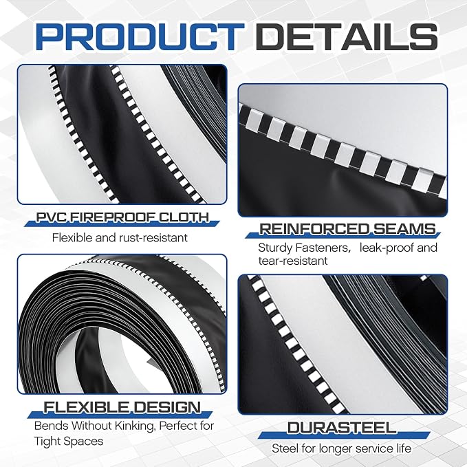 Zonon 7-1/2 x 50 ft Vinyl Flexible Duct Connector Canvas Duct Connector Roll - Image 3