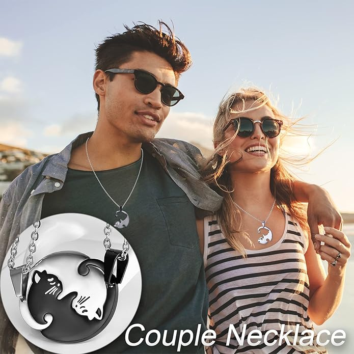 Couple Heart Or Cat BFF Best Friend for Girls Puzzle Friendship Pendant Necklaces,316L Stainless Steel