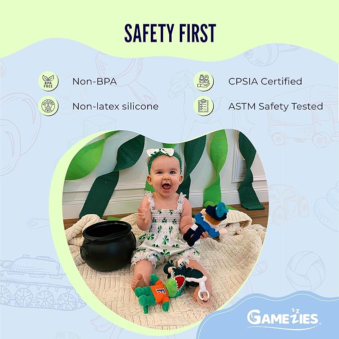 Gamezies Baby Boy and Girl Silicone Guitar Plush Pacifier with Detachable Western Plush Toy Holder, Guita- CPSIA Tested, BPA-Free 0-6 Months