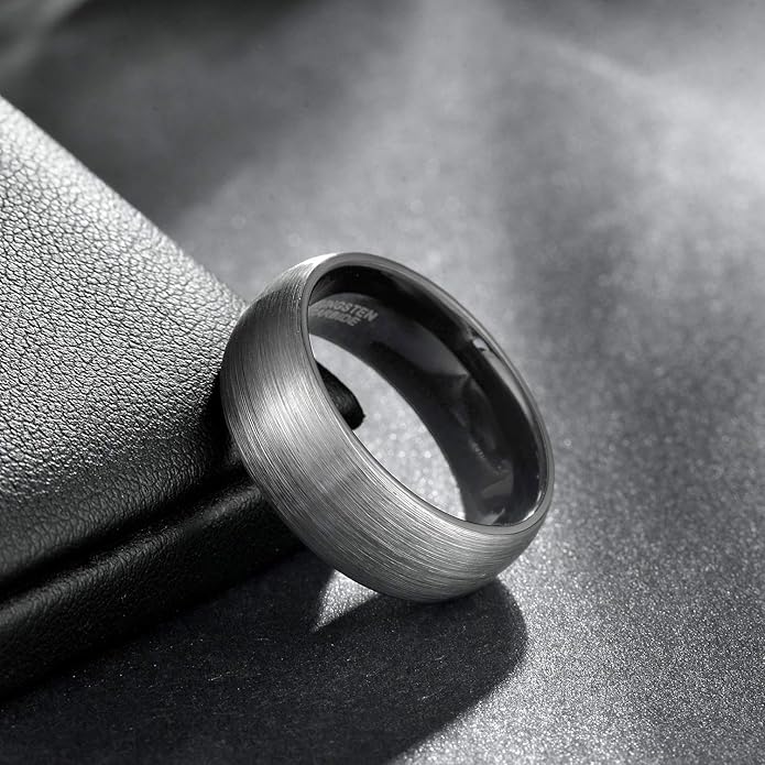 TRUMIUM 4mm 6mm 8mm Tungsten Rings for Men Women Engagement Wedding Band Brushed Black Comfort Fit Size 4-15