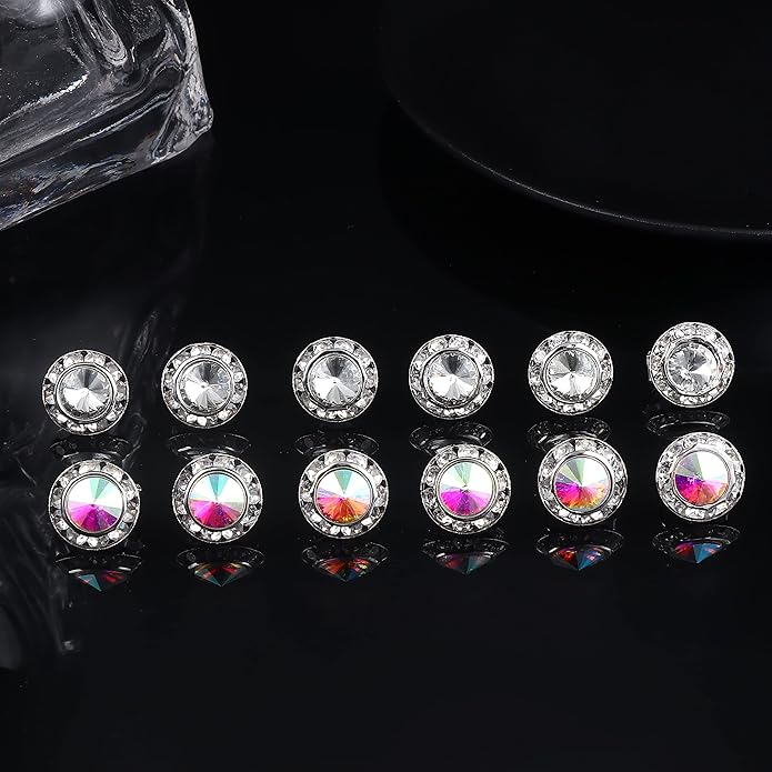 FIBO STEEL Clip on Halo Earrings Rhinestone Earrings Crystal Earrings for Women Round Acrylic Stone Inside Dance Competitions Stage Opera Performance Wedding Party Jewelry