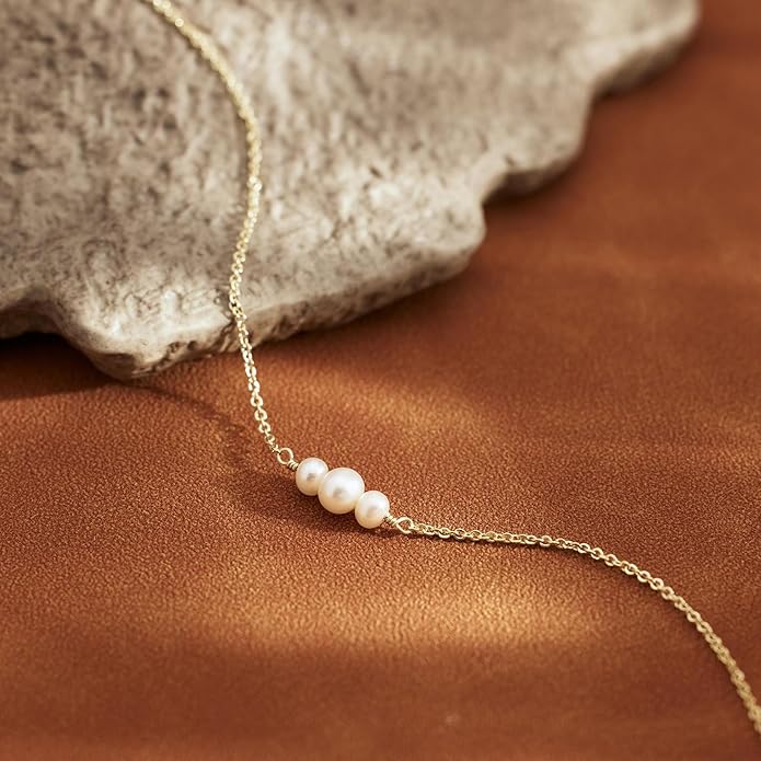 SLOONG Valentines Day Gifts for Her Gold Pearl Bracelets, 18K Real Gold Plated Dainty Stackable Snake Chain CZ Heart Pendant Bracelets, Layered Waterproof Jewelry Gift for Women Adjustable 6"+2"