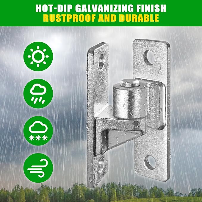 Insaga Wall Mount Gate Hinges Heavy Duty, Hot-Dip Galvanized Steel, 600LB Load - Image 2