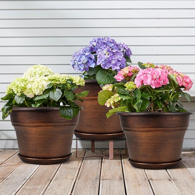 Plant Planters Pots Set of 4 Pack 8 Inch, Plastic Flower Pot - Image 2