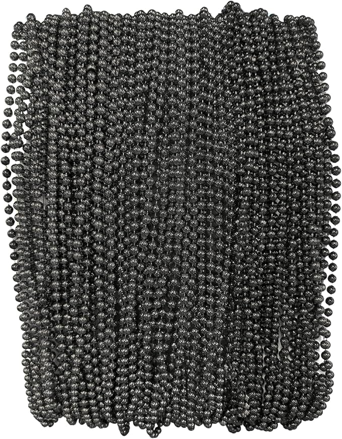 Black Mardi Gras Beads - 33 inch, 7mm, 72 Necklaces, 6 Dozen Party Supplies