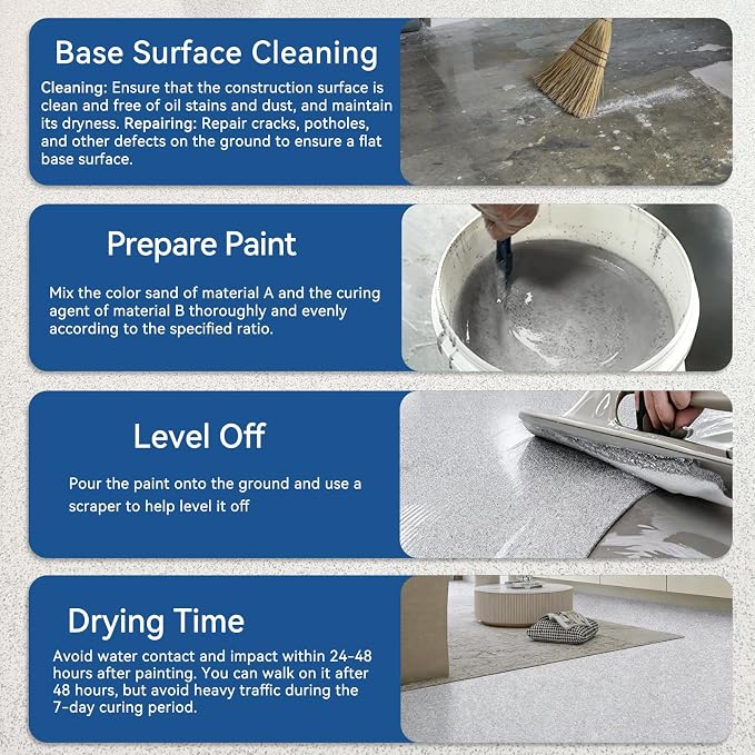 YOA Epoxy Colored Sand Self Leveling Floor Paint, Two-Part Resin Kit, Low VOC - Image 2