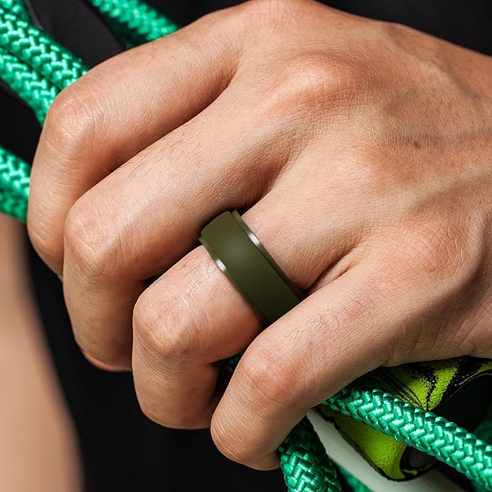 ThunderFit Men's Silicone Rings 10mm Wide 2.5mm Thick Rubber Bands, Breathable, Variety Multipack 1-10