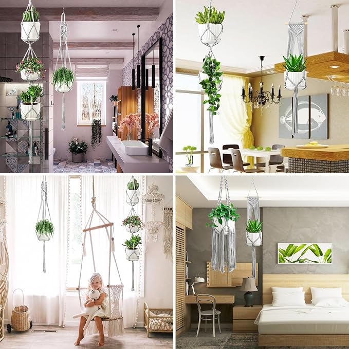 SFENNGPET Macrame Plant Hangers, handmade macromay plant hangers, indoor flower - Image 5