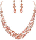 BriLove Women's Wedding Bridal Austrian Crystal Marquise Cluster Collar Necklace Dangle Earrings Set