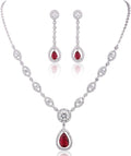 GULICX AAA Cubic Zirconia CZ Silver Plated Base Women's Party Jewelry Set Earrings Pendant Necklace