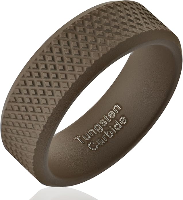 100S JEWELRY Knurl Tungsten Rings with Knurling Diamond Pattern Men Wedding Band 8mm wide Hypoallergenic Size 6-16