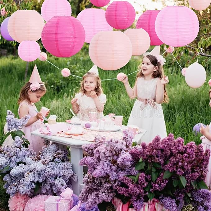 BEISHIDA Pink Mix Paper Lanterns 12Pcs 6/8/10/12 Inch Round Chinese Lamp | - Image 4