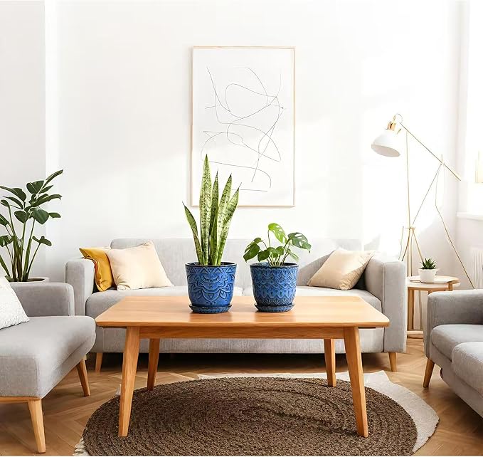 Gepege Ceramic Plant Pots, 6 Inch Indoor Planters - Image 7
