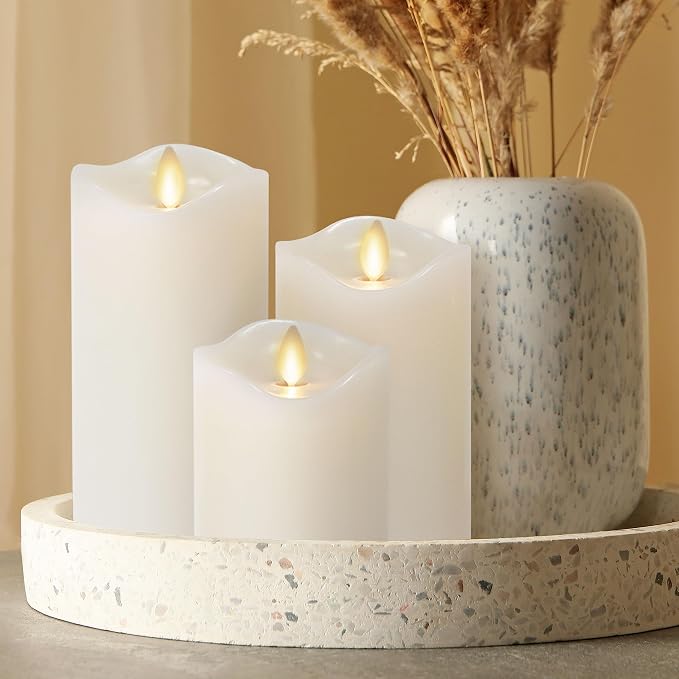 Co. Flameless Moving Flame Pillars, Unscented Wax Melted Edge, AA Batteries - Image 6
